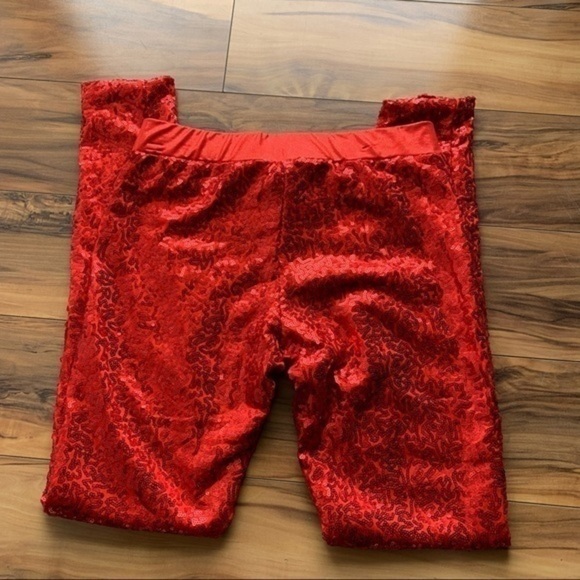 18. Tipsy elves sequin red leggings Xs - Picture 1 of 6